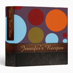 Retro Polka Dot Pattern Leather Look #2 3 Ring Binder