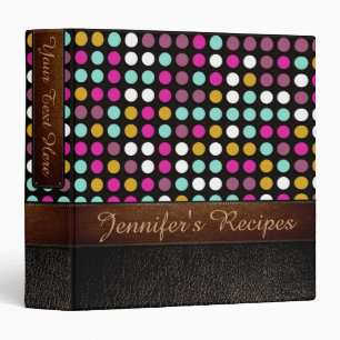 Retro Polka Dot Pattern Leather Look #4 3 Ring Binder