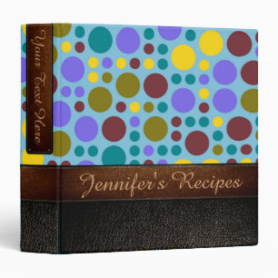Retro Polka Dot Pattern Leather Look #5 3 Ring Binder