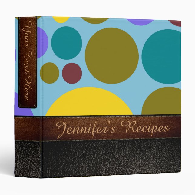Retro Polka Dot Pattern Leather Look #6 Binder (Front/Spine)