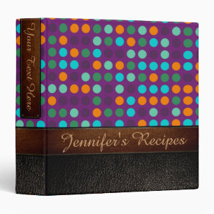 Retro Polka Dot Pattern Leather Look #7 Binder