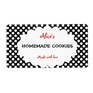 Retro Polka Dot Personalized Homemade Cookies Label