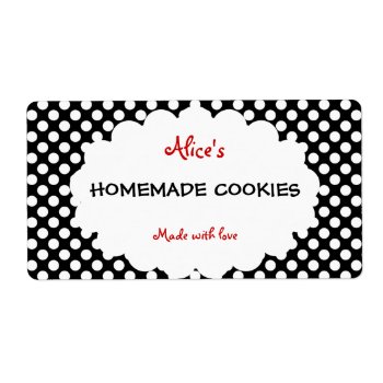 Retro Polka Dot Personalized Homemade Cookies Label by KaleenaRae at Zazzle