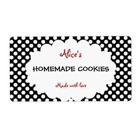 Retro Polka Dot Personalized Homemade Cookies Label