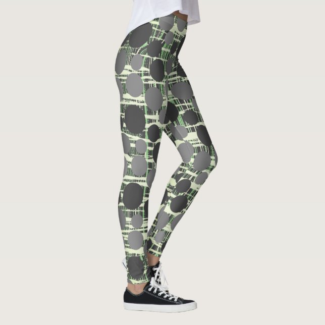 Retro Polka Dot Pinch, Nip, Tuck, Stripes Leggings (Right)