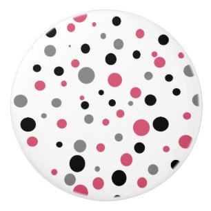 Retro Polka-dot pink black gray ceramic knob