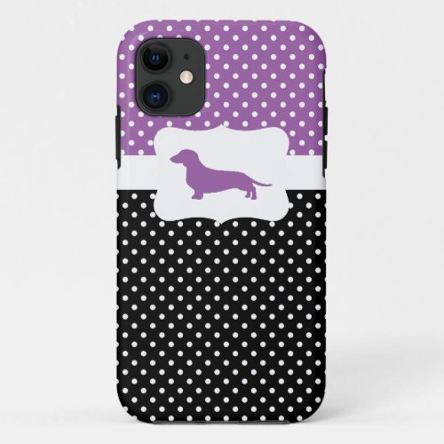 Retro Polka Dot wDachshund iPhone 11 Case