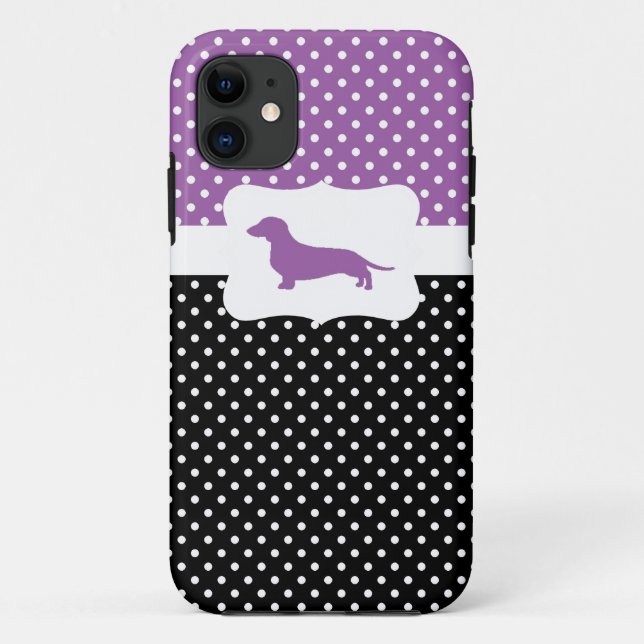 Retro Polka Dot w/Dachshund Case-Mate iPhone Case (Back)