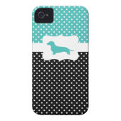Retro Polka Dot w/Dachshund Case-Mate iPhone Case (Back)