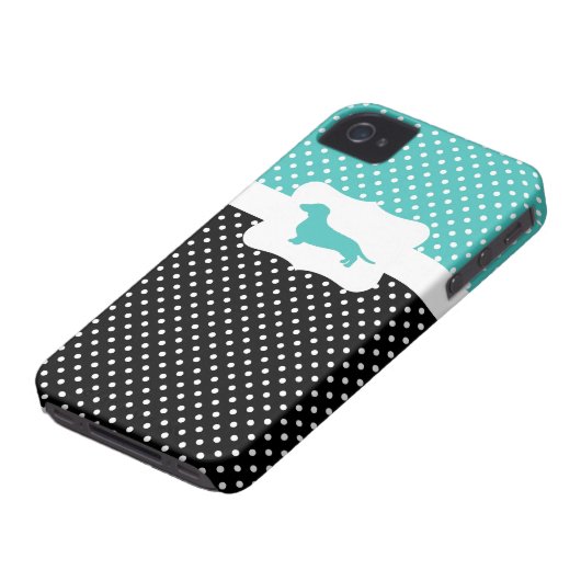 Retro Polka Dot w/Dachshund Case-Mate iPhone Case (Bottom)