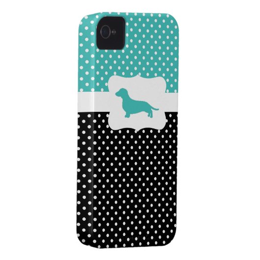 Retro Polka Dot w/Dachshund Case-Mate iPhone Case (Back/Right)