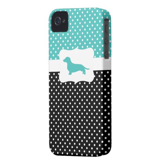 Retro Polka Dot w/Dachshund Case-Mate iPhone Case (Back Left)