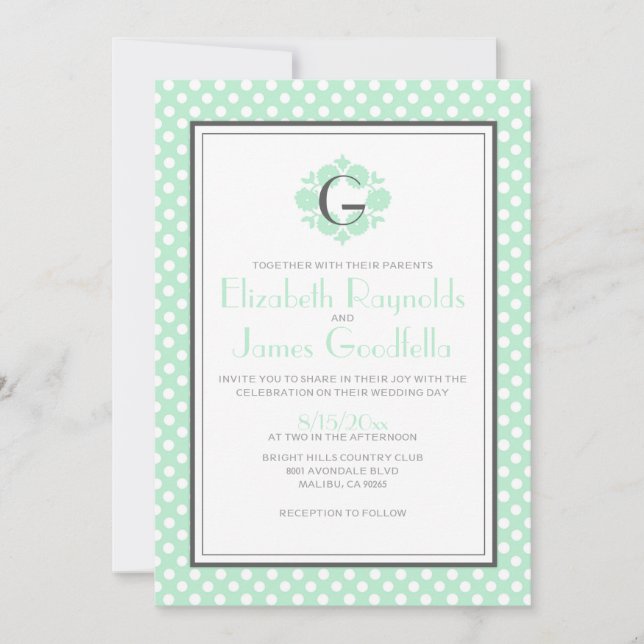 Retro Polka Dot Wedding Invitations (Front)
