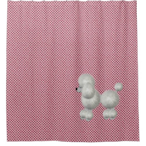 Retro Polka Dots and Poodle Shower Curtain