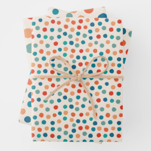 Retro polka dots Birthday Wrapping Paper Sheets