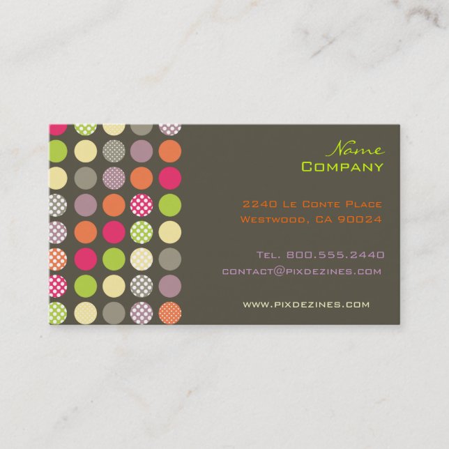 Retro polka dots business card (Front)