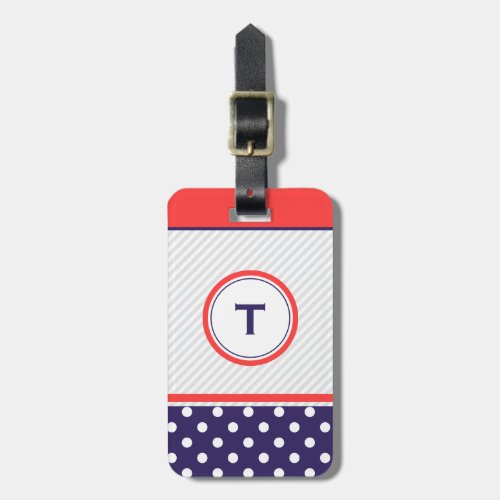 Retro polka dots design  with monogram luggage tag