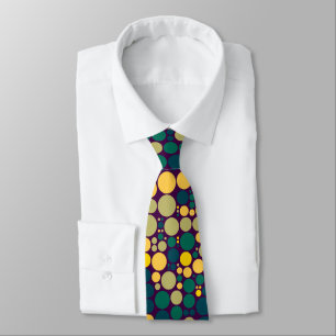 Retro polka dots green and yellow neck tie