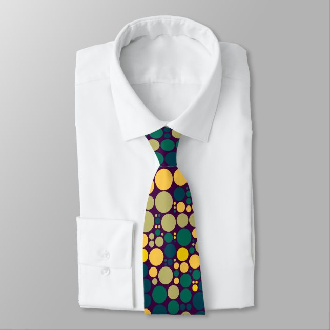 Retro polka dots green and yellow neck tie (Tied)