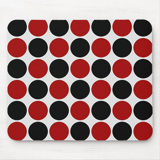 Retro Polka Dots in Red & Black Mouse Pad (Front)