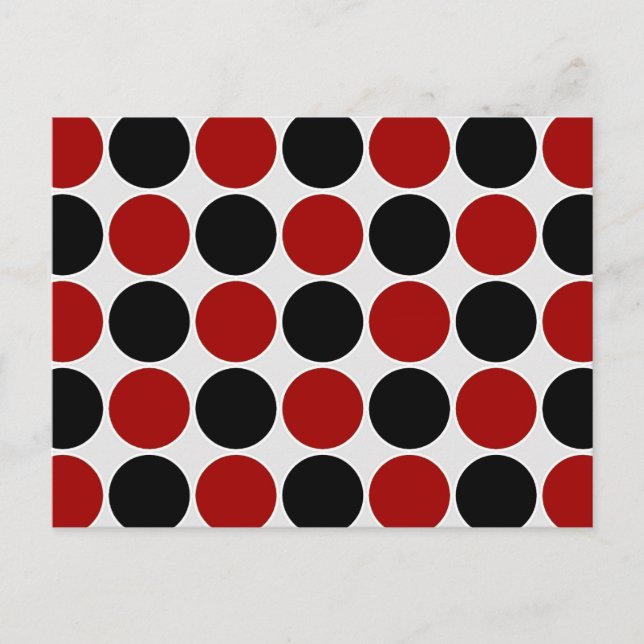 Retro Polka Dots in Red & Black Postcard (Front)