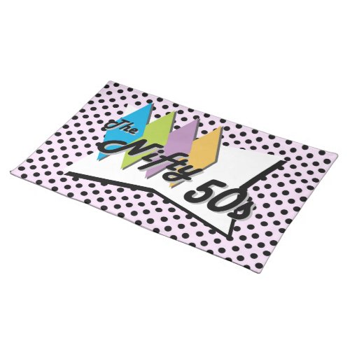 Retro Polka Dots Pink Cloth Placemat