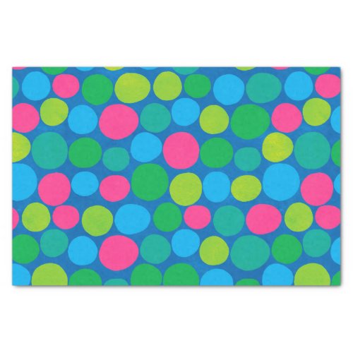 Retro Polka Dots Pink Green Blue Pattern Tissue Paper