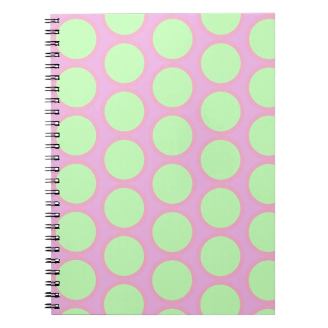 Retro Polka Dots Pink & Green Design  Notebook (Front)