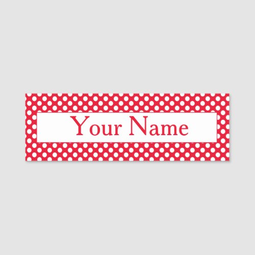 Retro Polka Dots Red and White Custom Name Tag