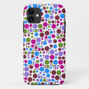 Retro Polka Dots Red Green Blue Purple iPhone 11 Case