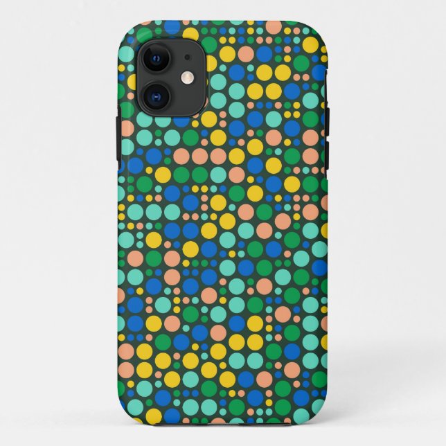 Retro Polka Dots | Yellow Green Blue Case-Mate iPhone Case (Back)