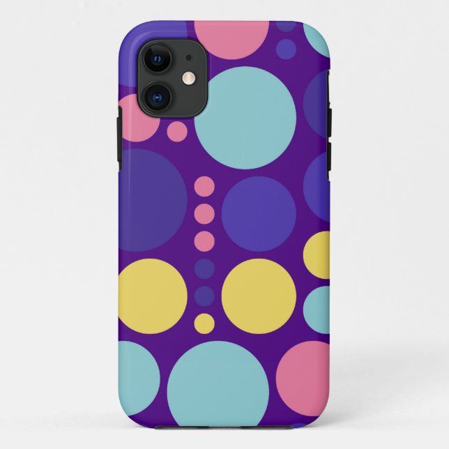 Retro Polka Dots | Yellow Purple Pink Blue Case-Mate iPhone Case (Back)