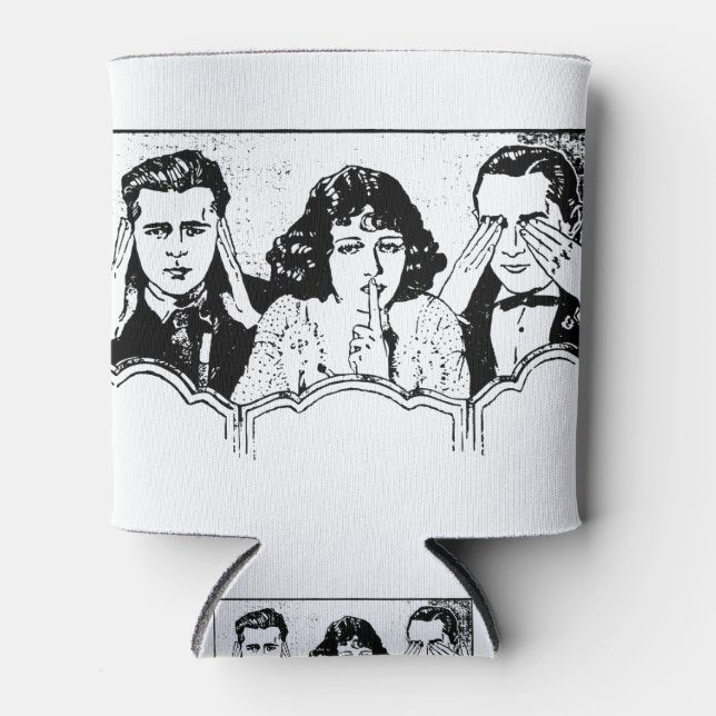 Retro Polyamory - Throuple - Spooning - Triad Can Cooler (Front)