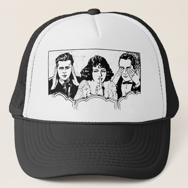 Retro Polyamory - Throuple - Spooning - Triad Trucker Hat (Front)
