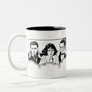Retro Polyamory - Throuple - Spooning - Triad Two-Tone Coffee Mug