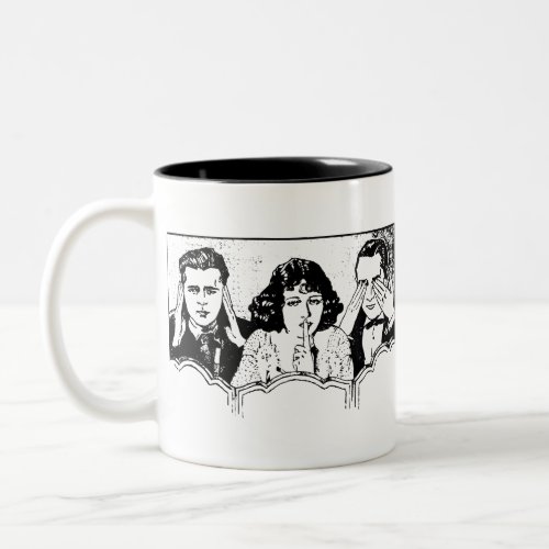 Retro Polyamory _ Throuple _ Spooning _ Triad Two_Tone Coffee Mug