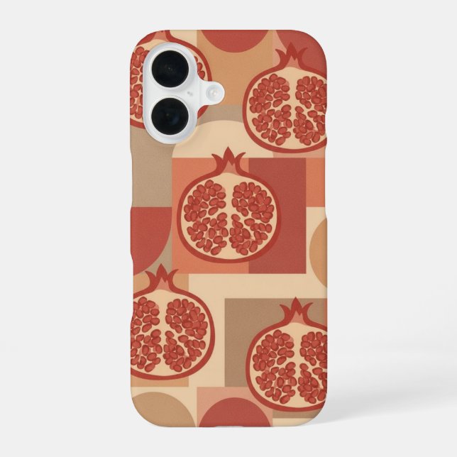 Retro Pomegranate Geometric Print iPhone Case (Back)