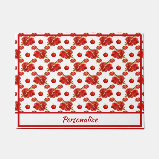 Retro Pomegranate Red Fruit Orchard Pattern Doormat (Front)