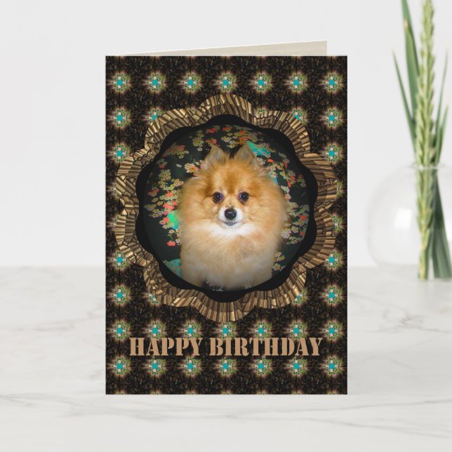 Retro Pomeranian Birthday Card (Front)