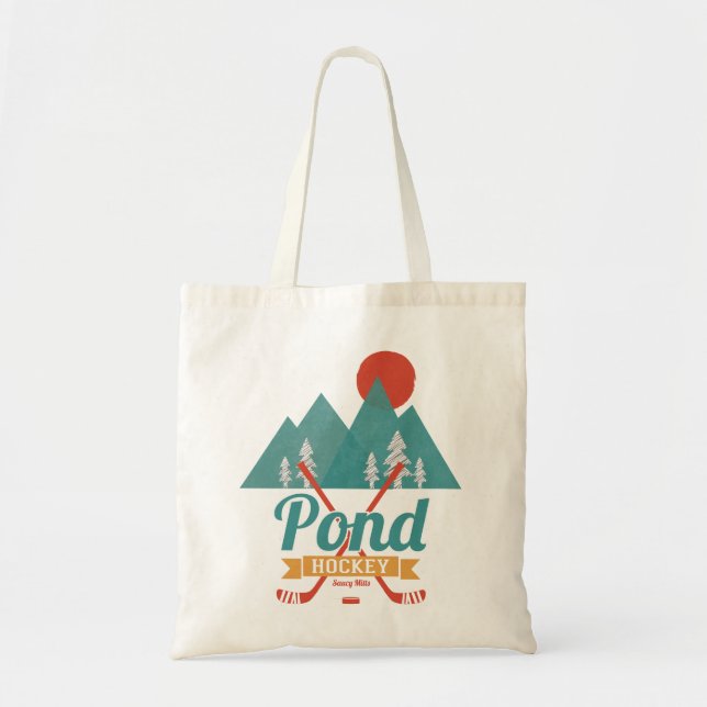 Retro Pond Hockey Tote Bag (Front)