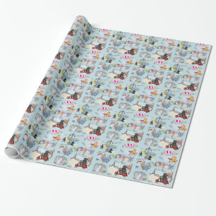 Retro Poodle Collage Wrapping Paper