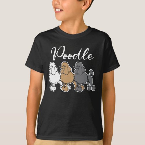 Retro Poodle Illustration Cute Puppy Poodles T_Shirt