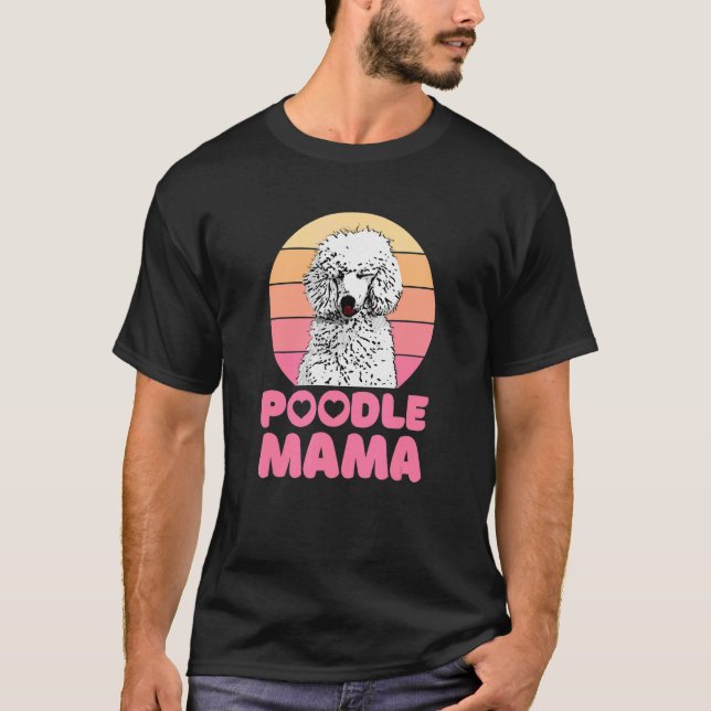 Retro Poodle Mama with heart Cute Poodle T-Shirt (Front)