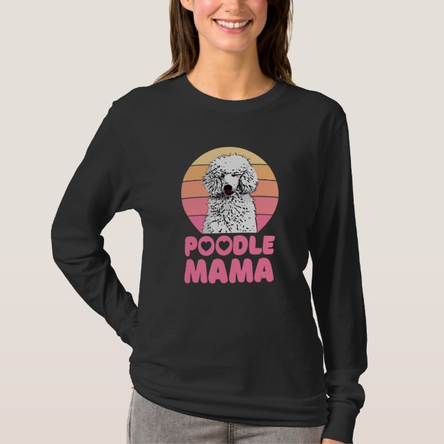 Retro Poodle Mama with heart Cute Poodle T-Shirt (Front)