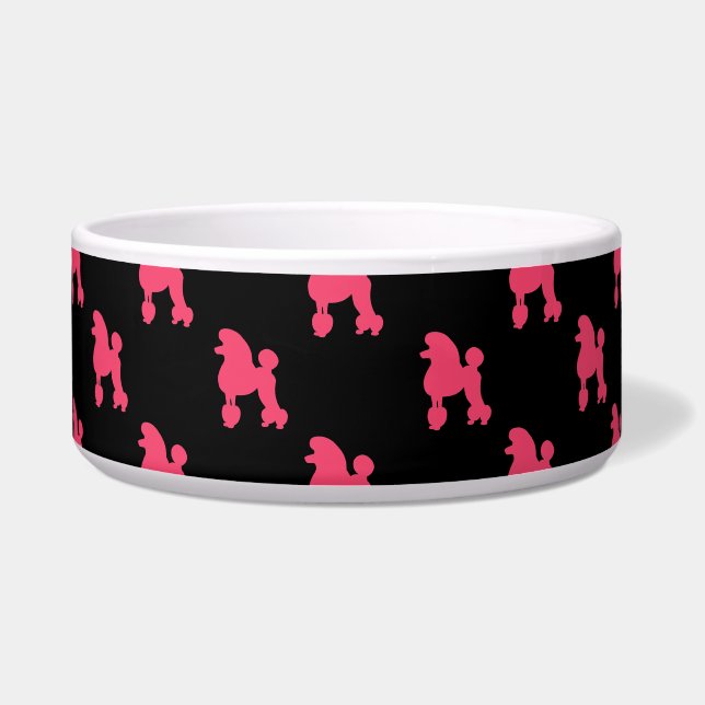 Retro Poodle Pattern - Pink and Black Bowl (Front)