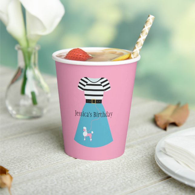 Retro Poodle Skirt Personalized  Paper Cups (Insitu)