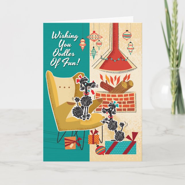 Retro Poodles Christmas Card (Front)