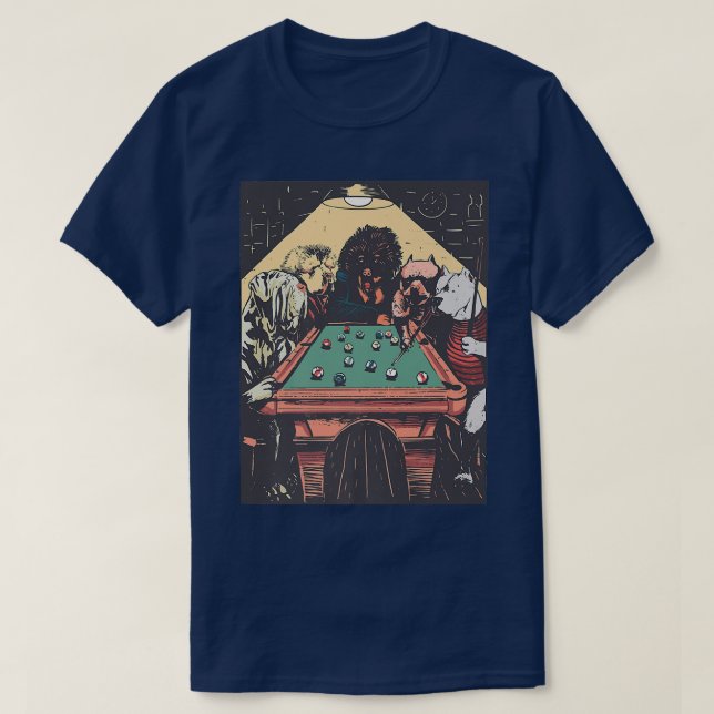 Retro Pool Billard Dogs Dog Owner Puppy Dog Lover  T-Shirt (Design Front)
