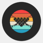 Retro Pool Billiards Design With Cues And  Classic Round Sticker