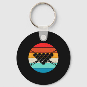 Retro Pool Billiards Design With Cues And  Keychain